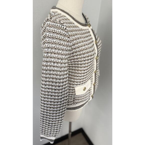 Nanette Lepore Cardigan Camel/ Cream Cozy Prewashed Yarn Cardigan Jacket S NWT - Picture 3 of 10